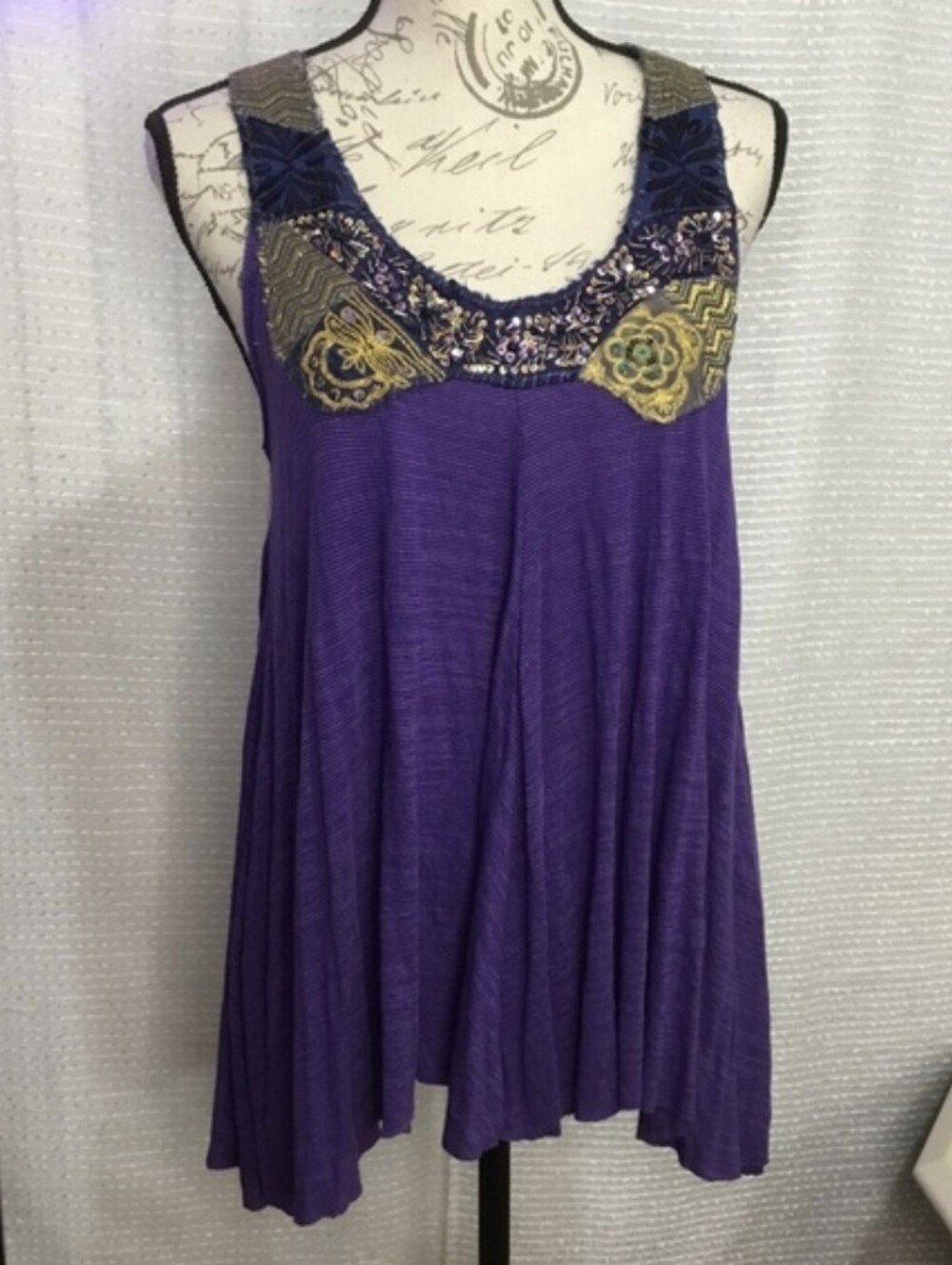 Size S Free People Beaded Tunic Tank Top NWT